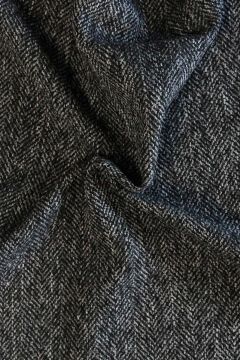 Mantelstof - Fishbone Black/Dark Grey