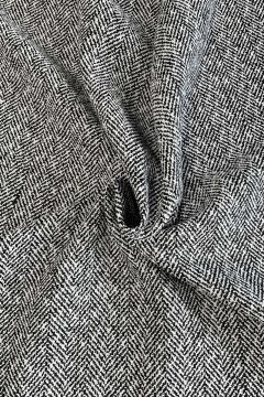 Mantelstof - Fishbone Black/White