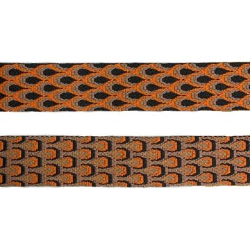 Luxe Tassenband - Peacock - Orange/Black/Taupe