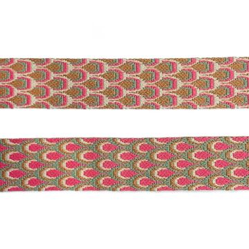 Luxe Tassenband - Peacock - Pink /Grey/Caramel