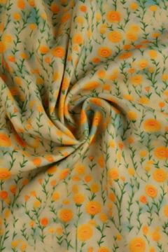 Viscose - Petit Flowers Yellow on Grey