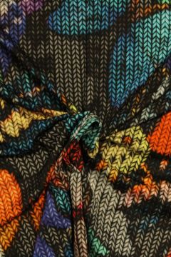 Viscose Tricot - Knitted Butterflies Multicolor on Black