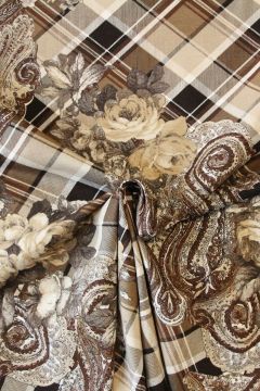 Viscose Tricot - Checkered and Barok Beige/Brown/White