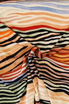Viscose tricot - Multicolor Pastel Painted Stripes