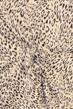 Viscose tricot - Brown/Beige Panther Spots on Soft White