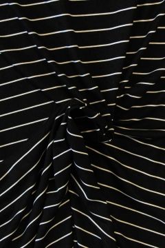 Viscose tricot - Tiny White Stripes on Black
