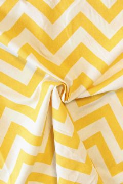 Katoen Canvas - Big Zigzag White/Yellow