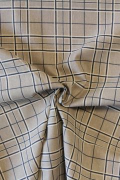 Katoen Canvas - Blue Squares and Lines on Grey