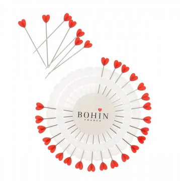 Bohin Kopspelden Red Hearts - 38x0,60mm