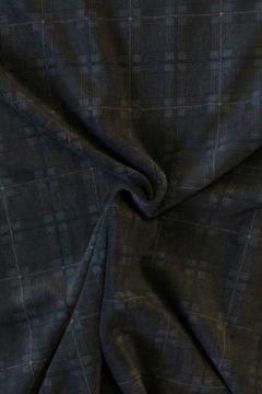 Fleece Print - Blue Squares Lines on Antracite