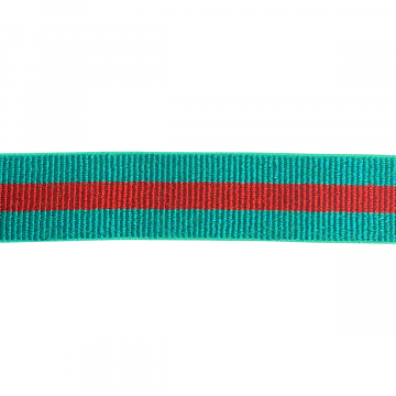 Elastiek Striped Sparkle - Red/Green - 40 mm