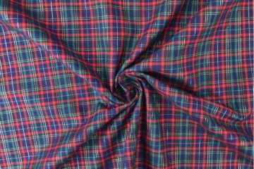 Kerst katoen - Blauwe Ruit met zilver lurex