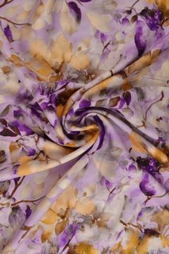 Viscose - Watercolor Flowers - purple/caramel