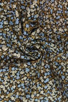 Viscose - Tiny Retro Flowers on Black