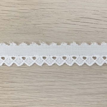 Broderie Band - Schulprand Pointy - Wit - 25mm