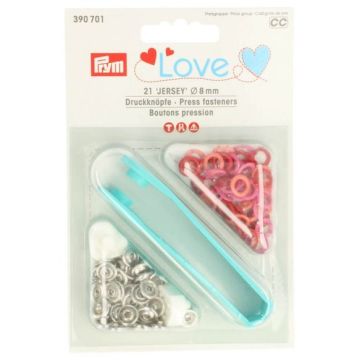 Prym Love - Jersey Drukknopen - Roze/Koraal/Rood