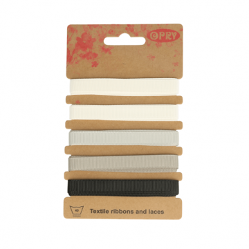 Opry Gekleurd Lint 10mm-White/Grey/ Black