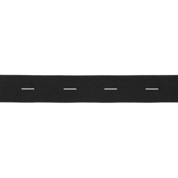 Bosje Knoopsgatenelastiek 20mm - Zwart - 2.5 meter
