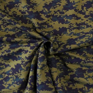 T-shirt Jersey - Blue/Petrol Art Cubes on Army Green