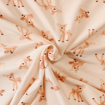 Fleece Print - Baby Deers on Light Salmon