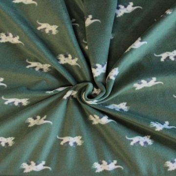 Fleece Print - Triceratops Dino on Green