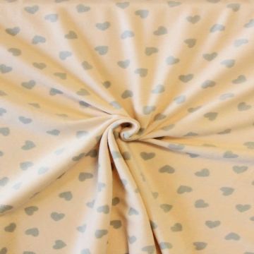 Fleece Print - Light Grey Hearts on Light Salmon