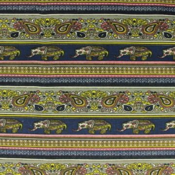Indian Elephant and Paisley on Navy