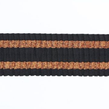 Elastiek - Ripple - Black/Bronze Stripes - 60 mm