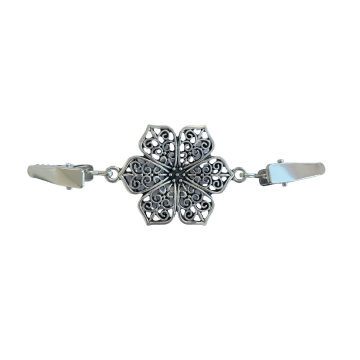 Vest-/Noorse Sluiting - Petal Flower Zilver