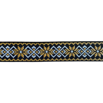 Luxe Tassenband - Snowflake - Ocher/Black/White