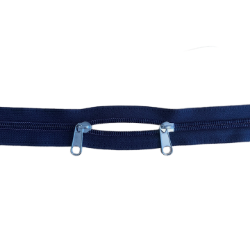 Rits met 2 Schuivers - 100cm - Niet Deelbaar - Navy/Silver