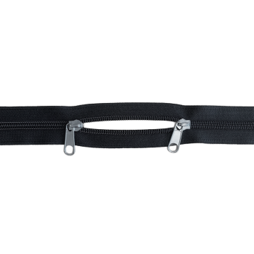 Rits met 2 Schuivers - 80cm - Niet Deelbaar - Black/Silver