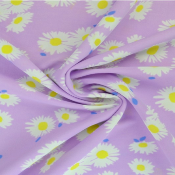 Lycra - Daisies on Lilac - PANEEL 80cm