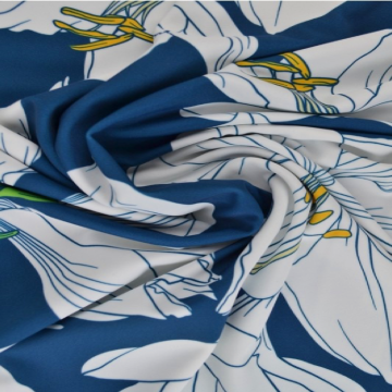 Lycra - Big White Lillies on Blue