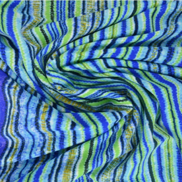 Lycra - Wavy Stripes Blue/Green