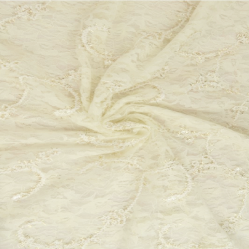 Mesh - flowers and Knitted lines creme/gold