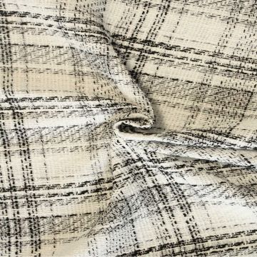 Bouclé - Ruiten Zwart/Wit/ Sparkle Transparant 