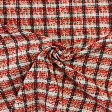 bouclé - Ruit Zwart/Rood/Vanille