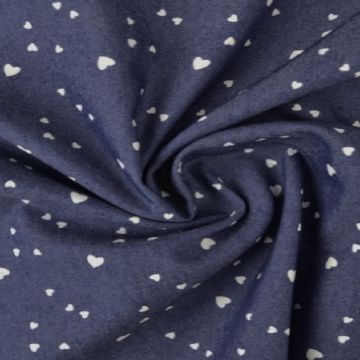 Chambray - Tiny White Hearts on Dark Blue