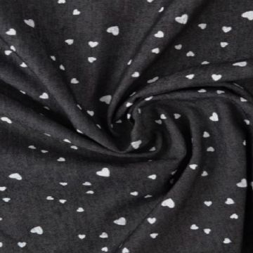 Chambray - Tiny White Hearts on Black