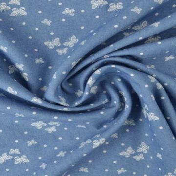 Chambray - White Butterflies and Dots on Classy Blue