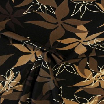 Lycra - Brown/Camel Flowers in Black