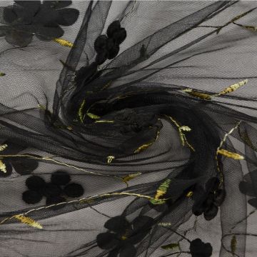 Mesh - Embroidery Floral - Black 14