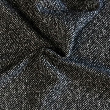 Mantelstof - Fishbone Black/Dark Grey