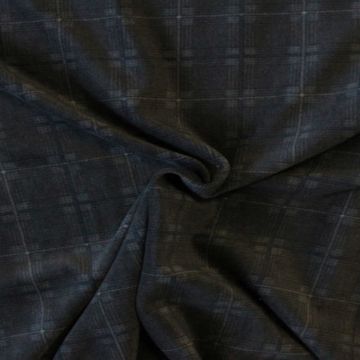 Fleece Print - Blue Squares Lines on Antracite