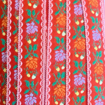 Sierband Geweven - Flowers Red