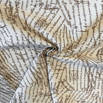 Katoen Canvas - Caramel Script on Beige