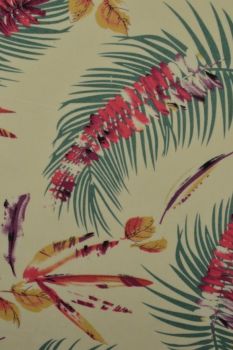 Viscose stof met pauwenveren donker blauw