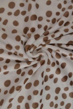 Knuffelfleece - brown Animalspots on white