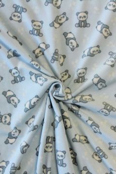 Fleece Print - Sleeping Pandas on Light Blue